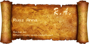 Rusz Anna névjegykártya